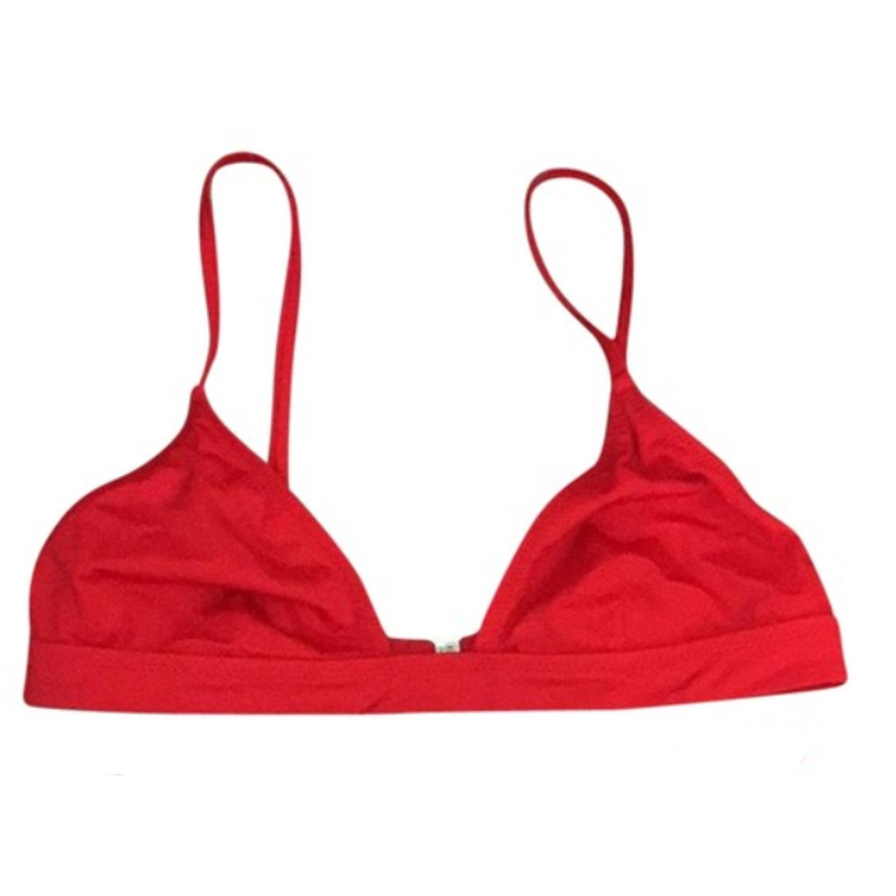 Solid & Striped Women Solid Bikini Top Red Size L - image 1